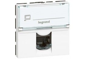 076574 Legrand Mosaic 1-fach RJ45, Kat 6A, UTP, 2-modulig, Farbe: Ultrawei?