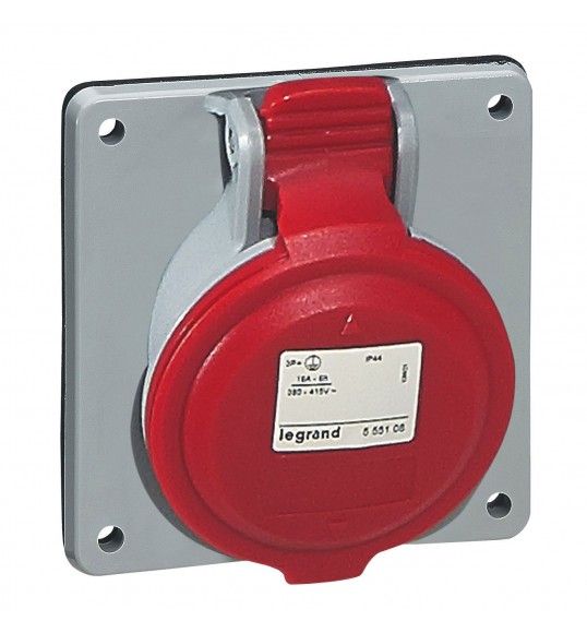555288 Bases para cuadros entreejes unificado P17 PRO. 3P+T, 32A, 380/415V~, IP44. Color rojo