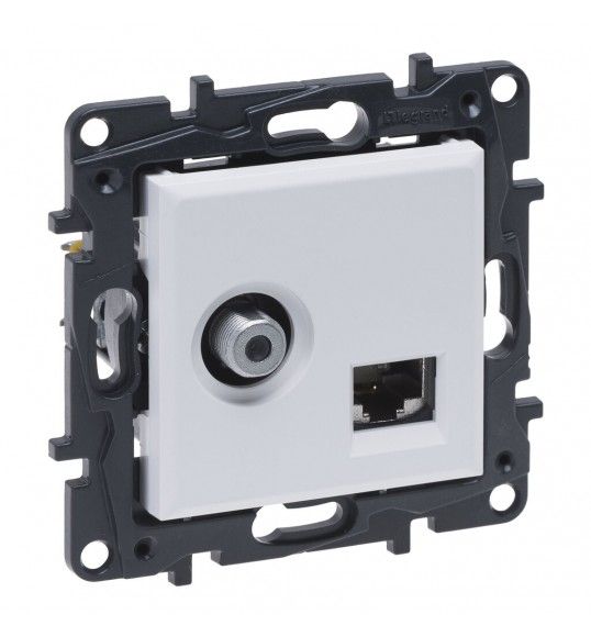 863177 Legrand Socket TV-F + RJ45 Cat.6 UTP Nilo� Step Wh