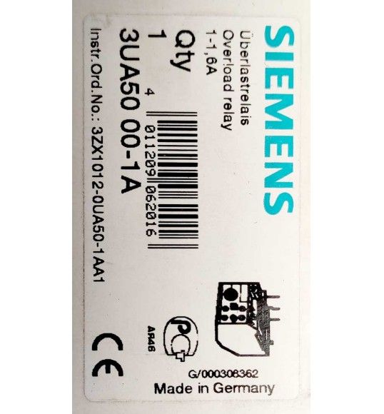 3UA5000-1A UEBERLASTRELAIS FUER ANBAU AN SCHUETZE/STARTER 1...1,6 A, 1S+1 OE