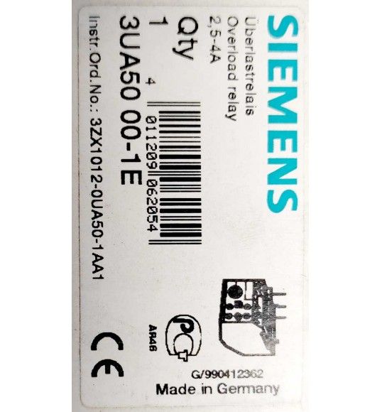 3UA5000-1E UEBERLASTRELAIS FUER ANBAU AN SCHUETZE/STARTER 2,5...4 A, 1S+1 OE