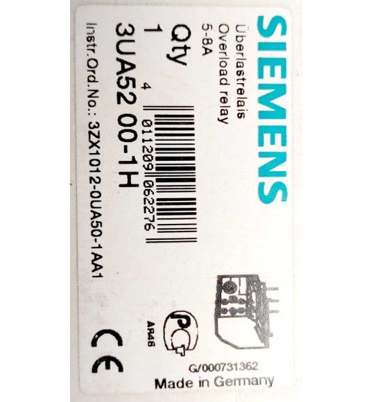 3UA5200-1H Siemens THERMAL.DELAYED OVERLOAD RELAY  5 TO 8A,