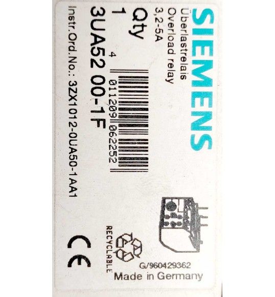3UA5200-1F Siemens THERMAL.DELAYED OVERLOAD RELAY  3.2 TO 5A