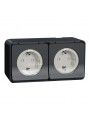 MUR36029 Schneider Mureva Styl Double PC 2P+T schuko prcble horiz saillie IP55 IK08 gris