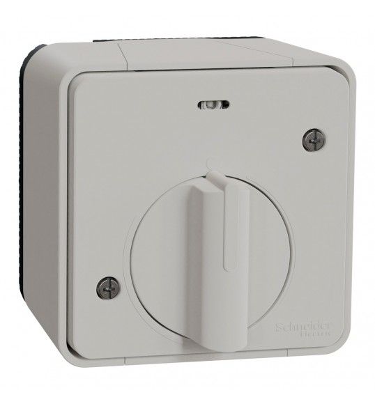 MUR39067 Schneider Mureva Styl Interrupteur temporis LED saillie IP55 IK08 blanc