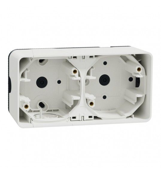 MUR39914 Schneider Mureva Styl Bote 2 postes horizontale saillie IP55 IK08 blanc