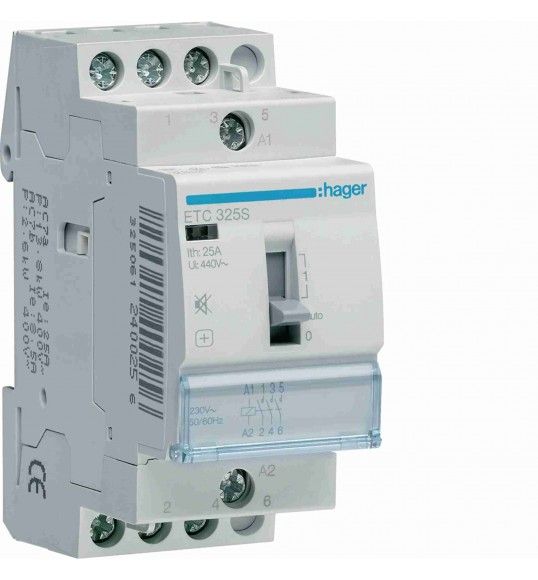 ETC325S Hager Ger�uscharmer Tag/Nacht-Installationssch�tz 25A 3 Schlie�er 230V