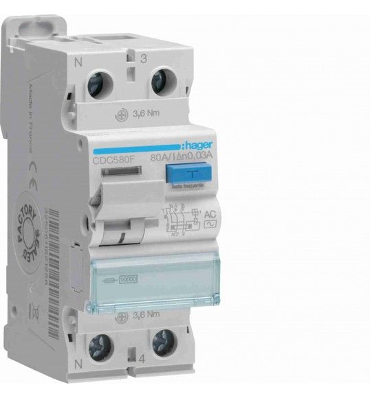 CDC580F Inter. dif. 2P 80A 30mA tipo AC 2M