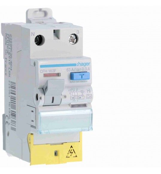 CFH163F Hager Fehlerstromschutzschalter 1P+N 63A 300mA HI mit abnehmbaren Klemmen