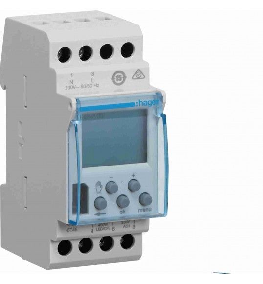 EGN103 Hager INT ORARIO DGT SETTIMANALE 1 SC 16A 2M