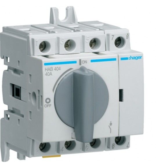 HAB404 Hager Int. de maniobra mando rotativo, 4P, 40A