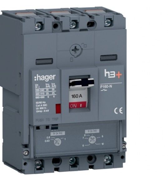 HHS160DC Hager Int.aut.P160,3P3D,160A,25kA,rel TM reg
