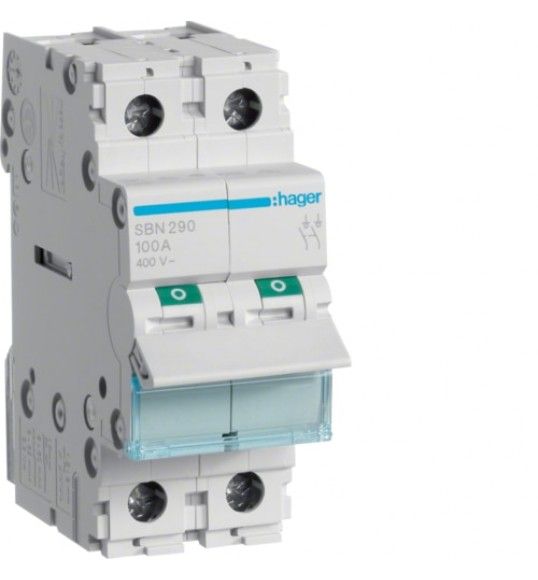 SBN290 Hager INTERRUTTORE NON AUT 2 POLI 100A 2 MOD