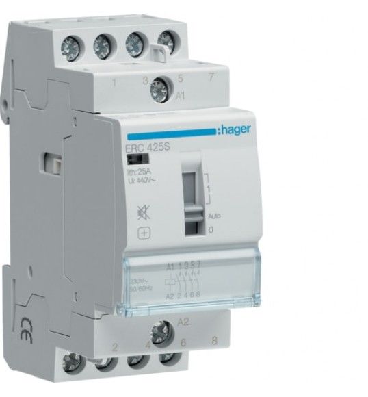 ERC425S Hager Contactor silencioso manual,25A,4NA,230V