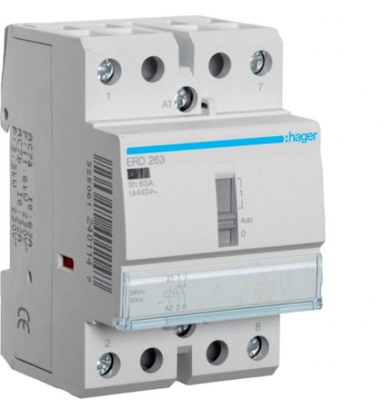 ERD263 Contactor c/cmdo manual 63A, 2NA, 24V 3M