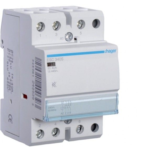 ESC340S Hager Contactor silencioso, 40A, 3NA, 230V
