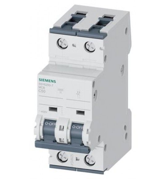 5SY6250-7 Siemens Disjoncteur modulaire 400V 6kA, 2 ples, C, 50A, P=70mm