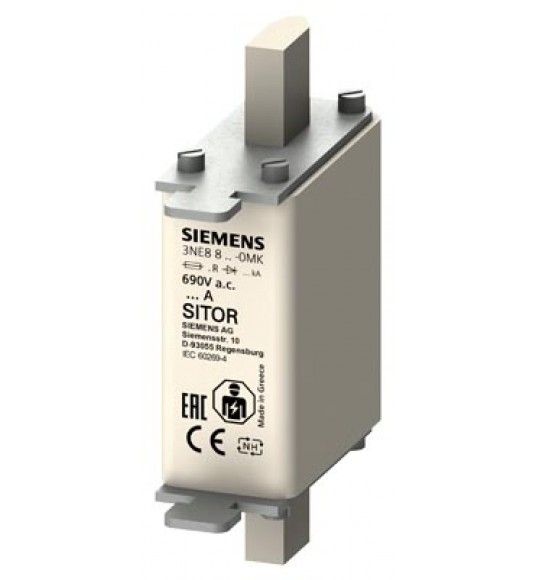 3NE8801-0MK Siemens Cartouche fusible SITOR, avec contacts  couteau, NH000, In : 32 A, gR, Un CA...