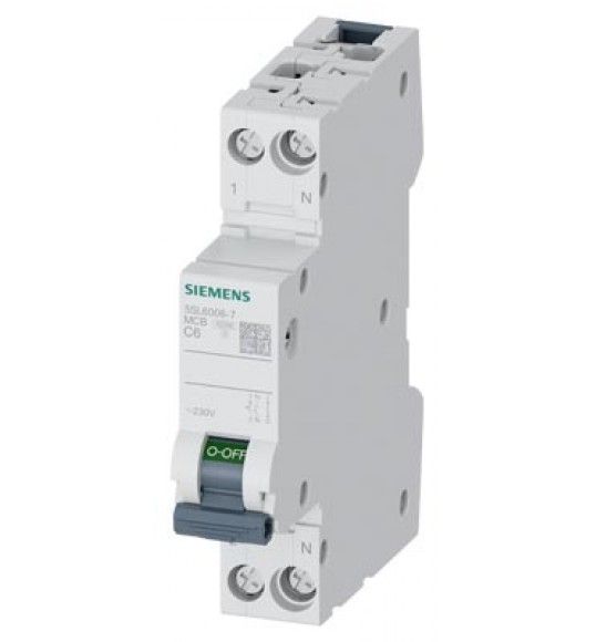 5SL6006-7 Siemens peque�o interruptor autom�tico 230 V, 6 kA, 1+N polos/1 m�d., C6
