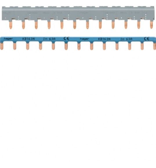 KBN863A Hager Barres de pontage 3P+N 63A � languette 12modules pour bornes d�cal�es