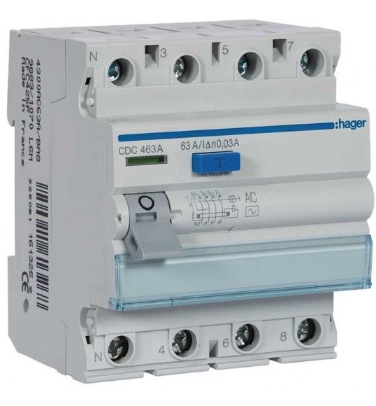 CDC463A RCCBs Sensitivity 30mA  Hager