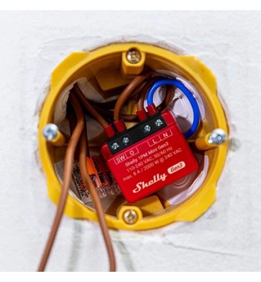 1PMMini SHELLY Smart Switch w/ Power Metering 8A 110/240VAC
