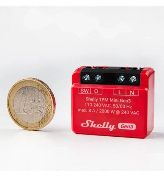 1PMMini SHELLY Smart Switch w/ Power Metering 8A 110/240VAC