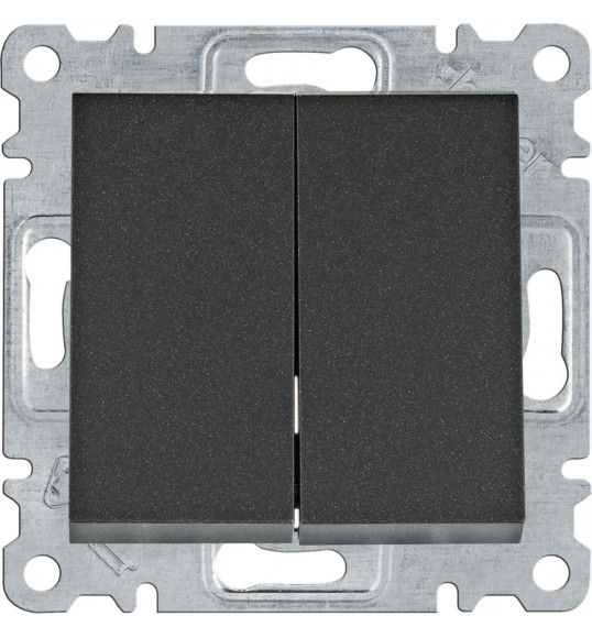 WL0043 HAGER Lumina 2 - 2 Gang Switch Black