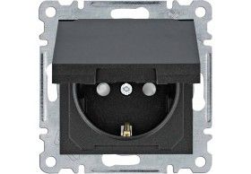WL1163 Hager Tomada Schuko c/tampa e obtur - preto