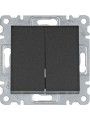 WL0043 HAGER Lumina 2 - 2 Gang Switch Black