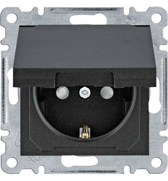 WL1163 Hager Tomada Schuko c/tampa e obtur - preto