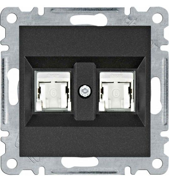 WL2163 HAGER Lumina 2 RJ45 Cat.6 UTP Double - Black