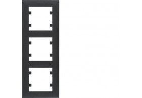 WL5633 HAGER Lumina 2 Cover Plate x3 Vertical Black