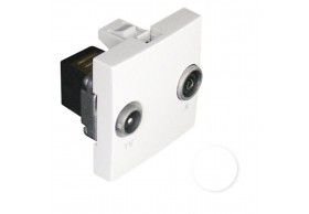 45564SBR Efapel TOMADA R-TV PASSAGEM - 2 M�D BRANCA