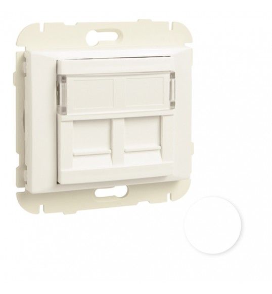 70442SBR TAPA C/SOPORTE P/DOS CONECTORES RJ45 BLANCO