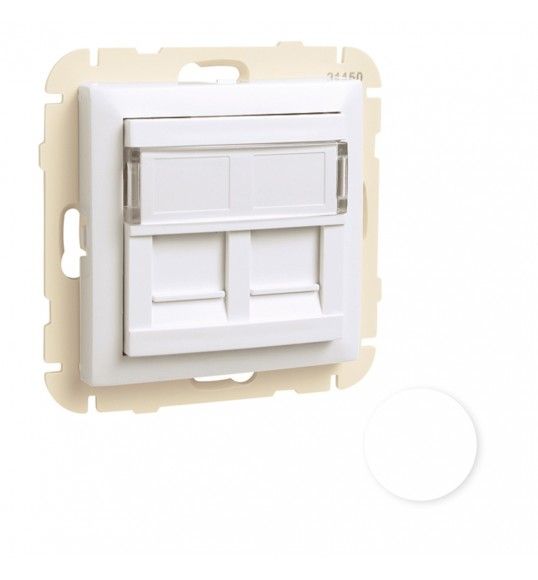 90442SBR TAPA C/SOPORTE P/DOS CONECTORES RJ45 BLANCO