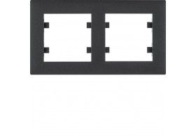 WL5723 HAGER Lumina 2 Cover Plate x2 Horiz. Black