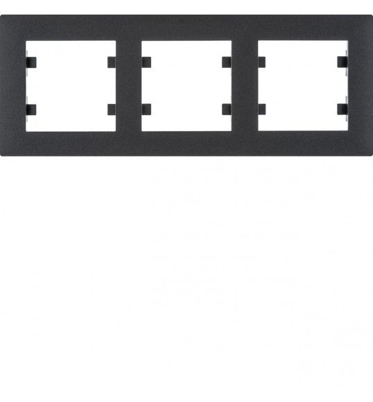 WL5733 HAGER Lumina 2 Cover Plate x3 Horiz. Black