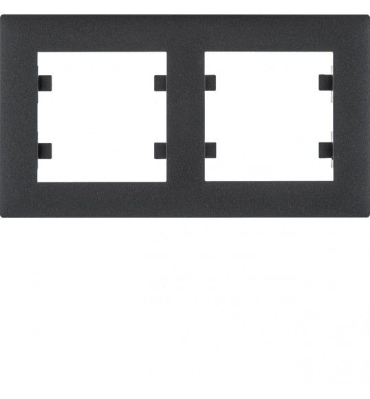 WL5723 HAGER Lumina 2 Cover Plate x2 Horiz. Black
