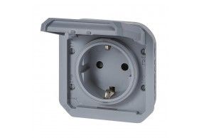 069571L Plexo New Einsatz Schutzkontakt-Steckdose, Schraubklemmen, EB, IP44, IK 08, Grau