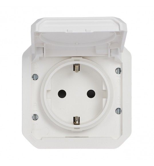 069639L Plexo New Einsatz Schutzkontakt-Steckdose, SL, EB, IP44, IK 08, Ultrawei?