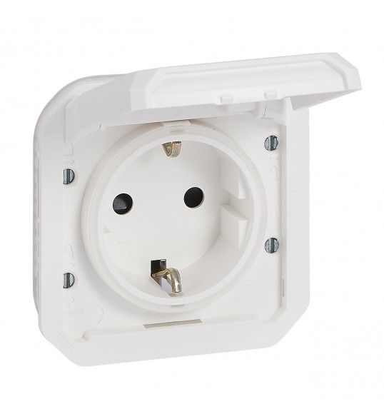 069639L Plexo New Einsatz Schutzkontakt-Steckdose, SL, EB, IP44, IK 08, Ultrawei?