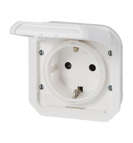 069639L Plexo New Einsatz Schutzkontakt-Steckdose, SL, EB, IP44, IK 08, Ultrawei?
