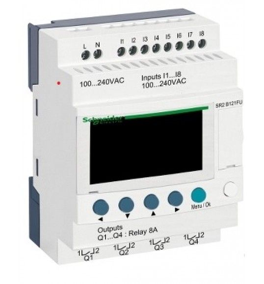 SR2B121FU SR2 Schneider ZELIO 12 I-O 100-240 VAC inc Clock