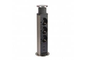 654974 Tomada Incara Tower 60, 3x2P+T, 1USB A+ 1USB C (2M)