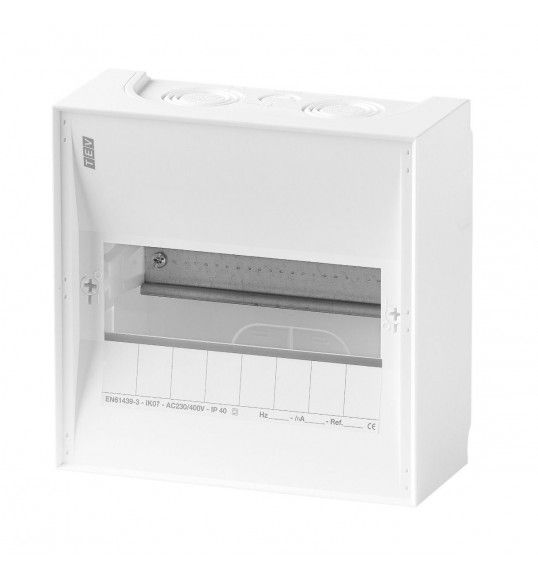 S108 DISTRIBUTION BOARD, SURFACE-MOUNTED, 1 ROW, 8 MOD. WH