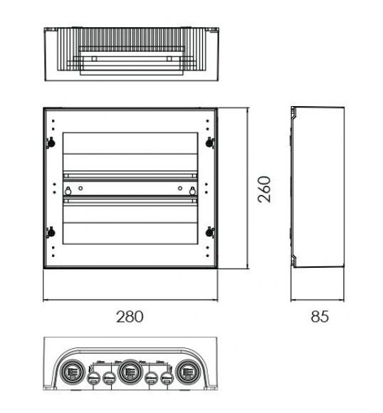 S112 Quadro Distribui��o Saliente 1 Fila 12 M�dulos Branco