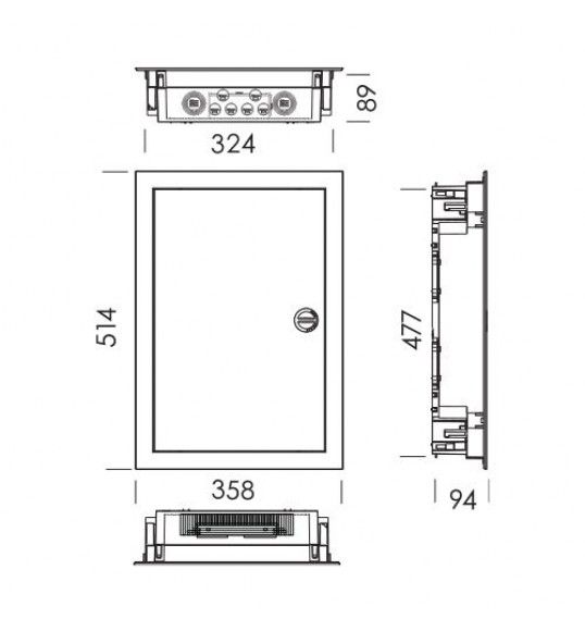 E224 Quadro Distribuio Embutir,Porta Opaca, 2 Filas 28 Md