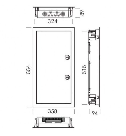E336 Quadro Distribuio Embutir,Porta Opaca, 3 Fila 42 Md