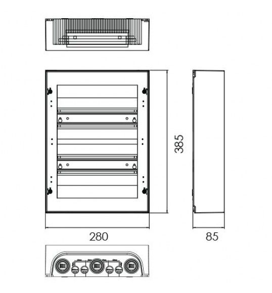 S224 DISTRIBUTION BOARD, SURFACE-MOUNTED, 2 ROW, 24 MOD. WH